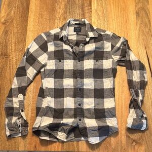 J. Crew Black and White Casual Button Down Flannel Shirt